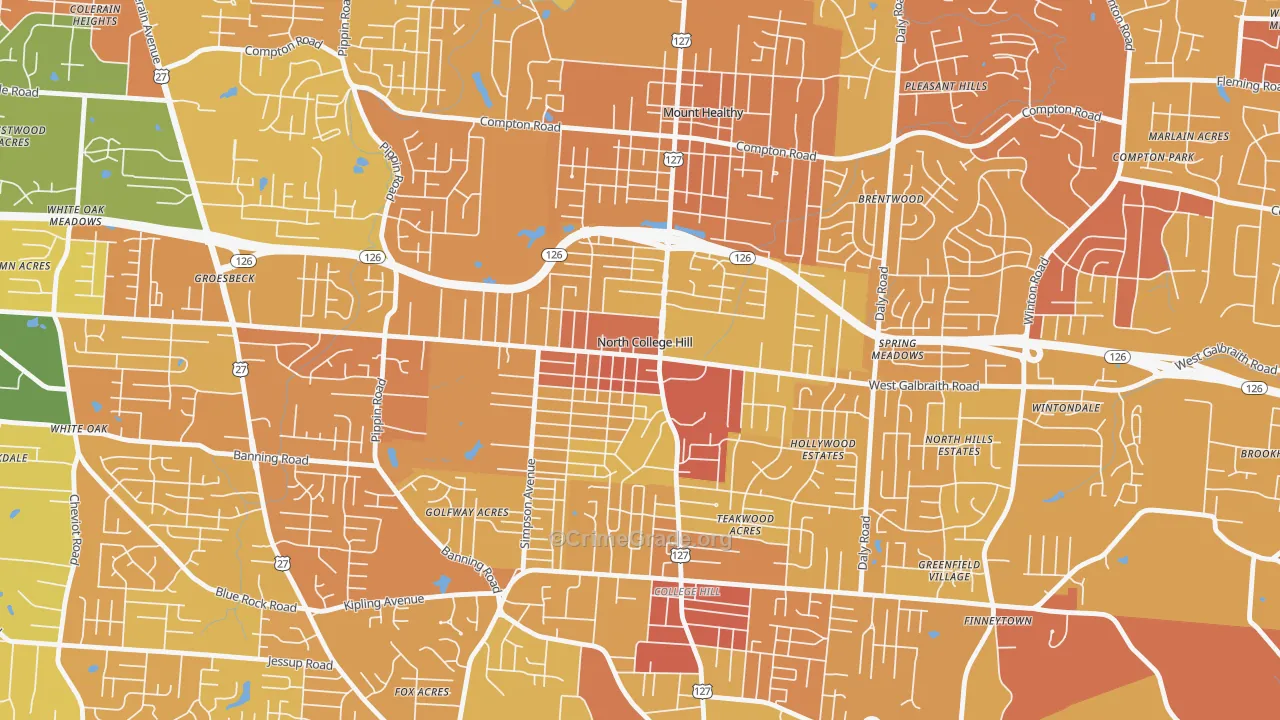 North College Hill, OH Map of Drug-Related Crime Rates