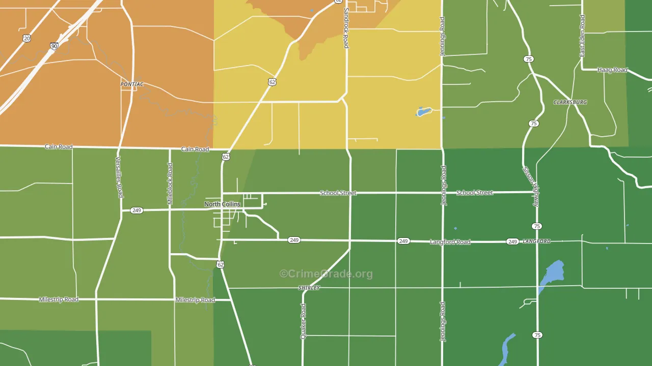 North Collins, NY Map of Drug-Related Crime Rates