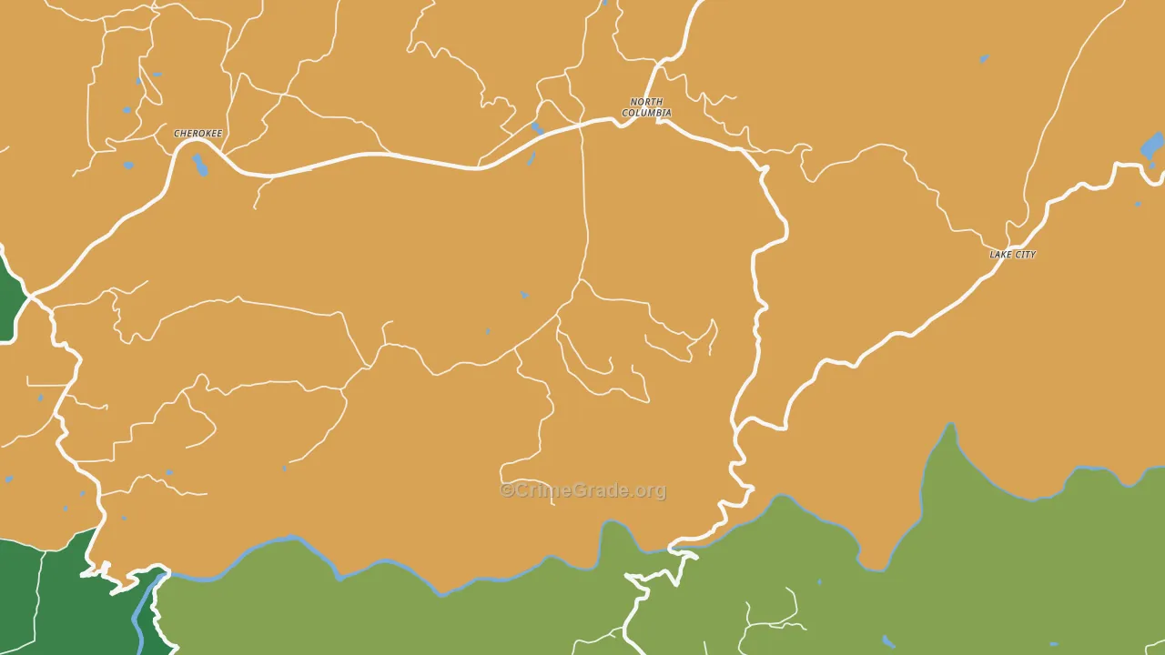 North Columbia, CA Map of Drug-Related Crime Rates