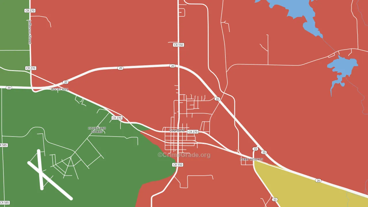 North Courtland, AL Map of Drug-Related Crime Rates