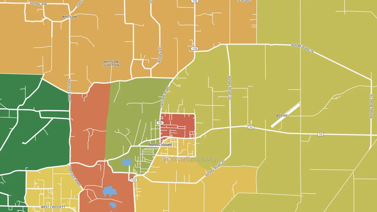North Crossett, AR Map of Drug-Related Crime Rates