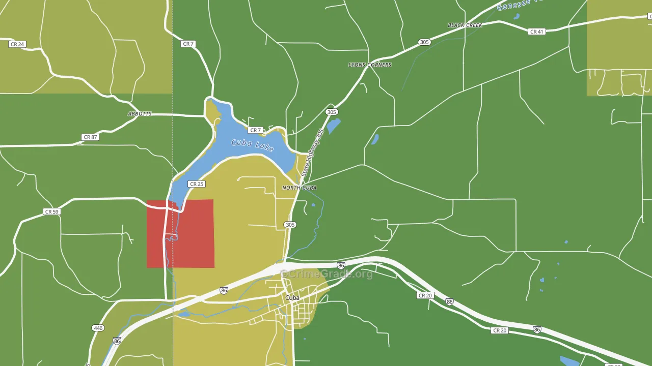 North Cuba, NY Map of Drug-Related Crime Rates