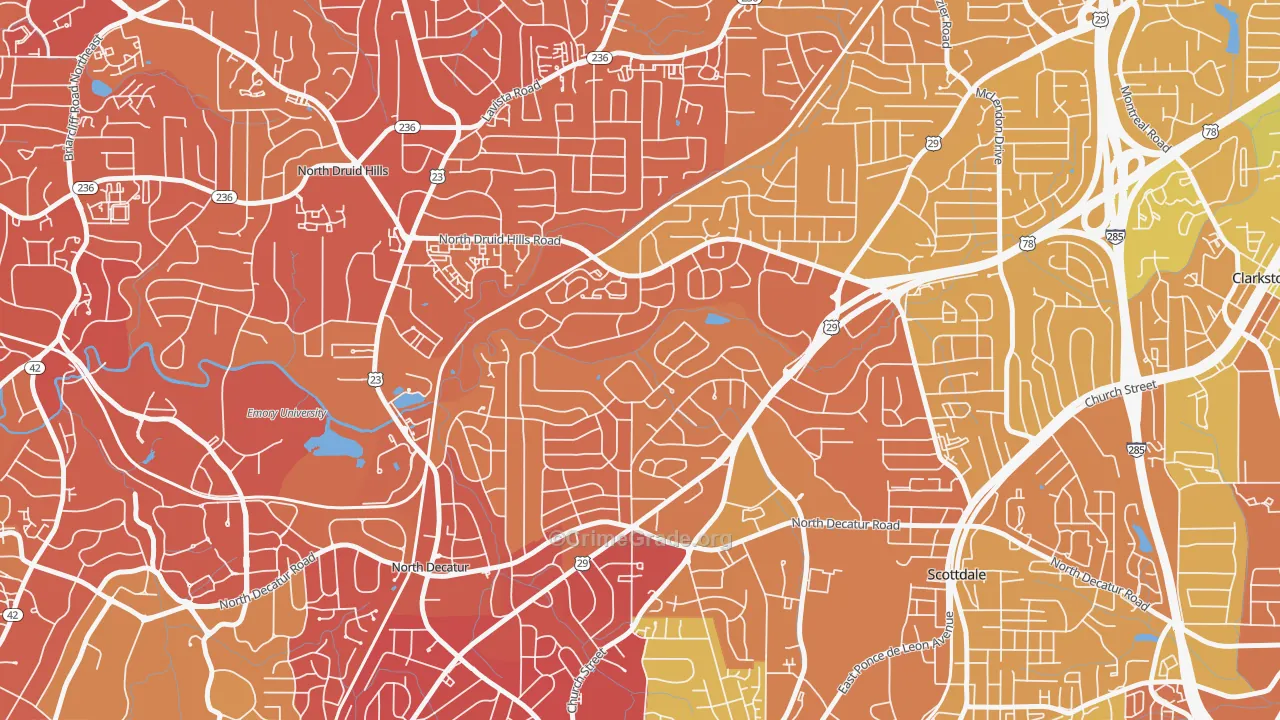 North Decatur, GA Map of Drug-Related Crime Rates