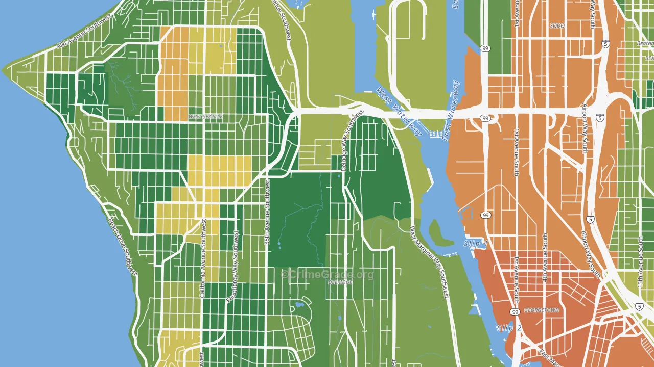 North Delridge, Seattle, WA Map of Drug-Related Crime Rates