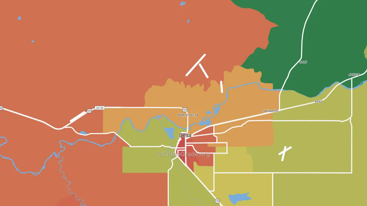 North Delta, CO Map of Drug-Related Crime Rates