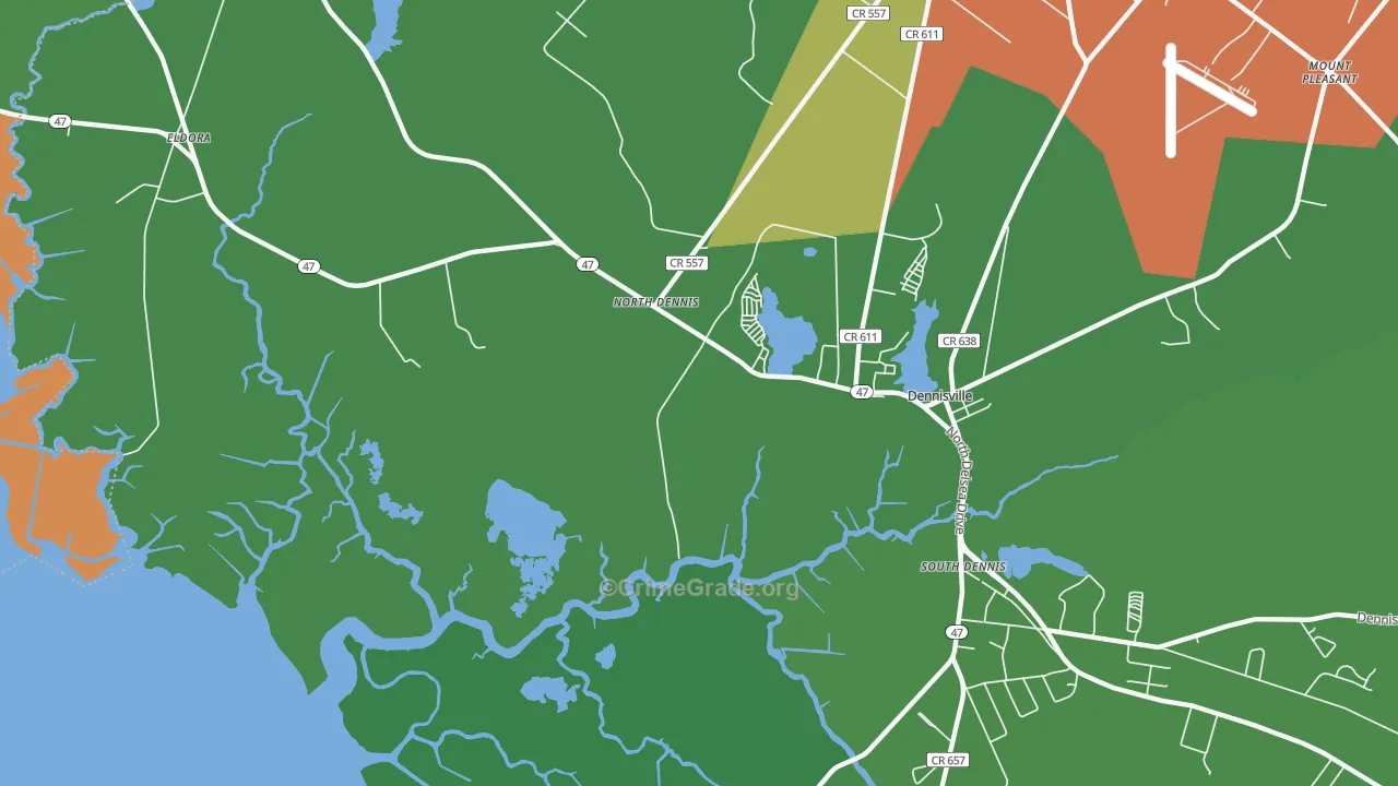 North Dennis, NJ Map of Drug-Related Crime Rates