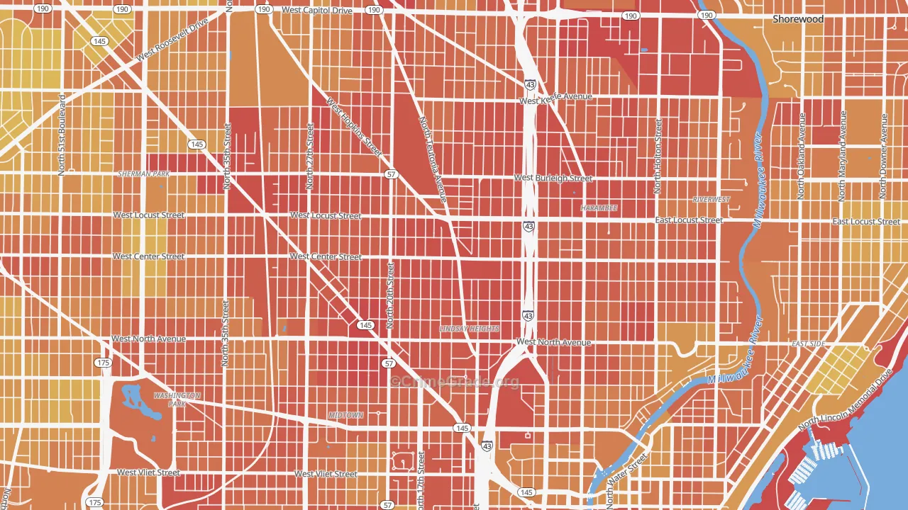 North Division, Milwaukee, WI Map of Drug-Related Crime Rates