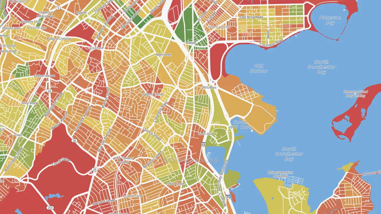 North Dorchester, Boston, MA Map of Drug-Related Crime Rates