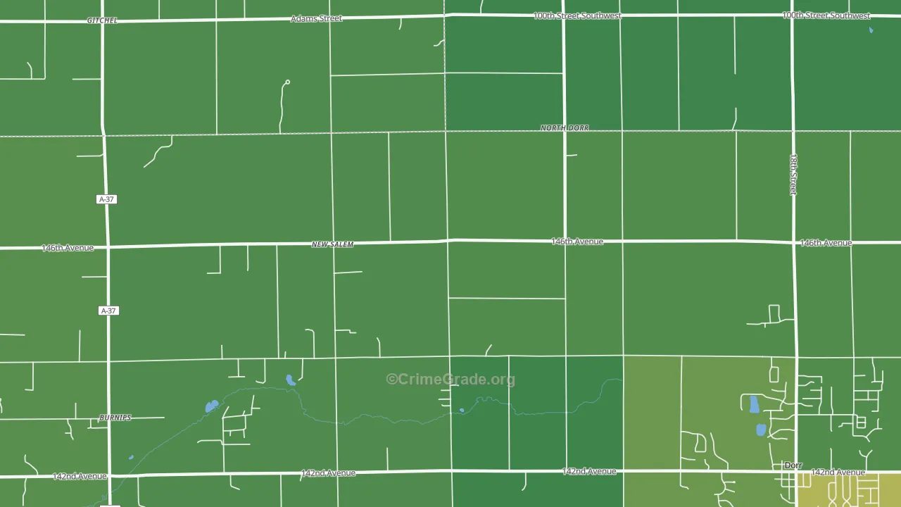 North Dorr, MI Map of Drug-Related Crime Rates