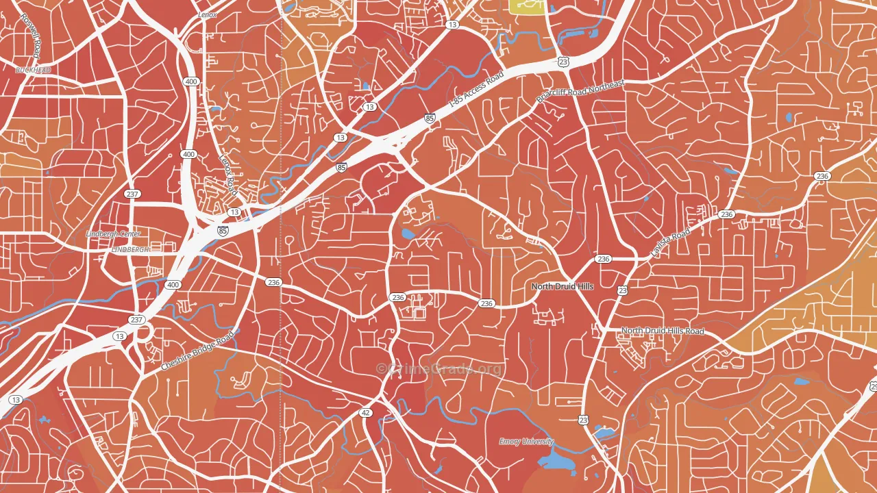 North Druid Hills, GA Map of Drug-Related Crime Rates
