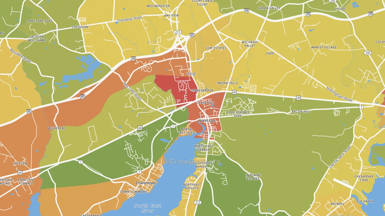 North East, MD Map of Drug-Related Crime Rates