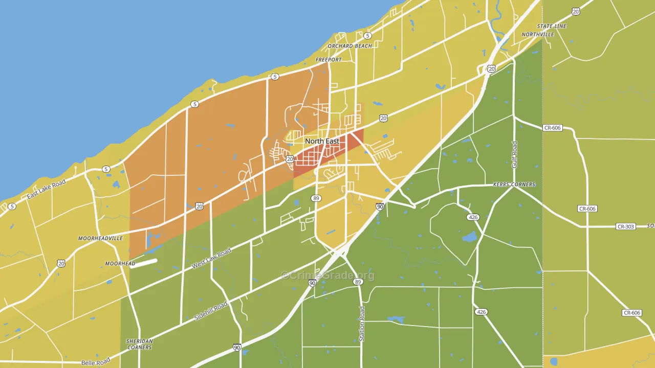 North East, PA Map of Drug-Related Crime Rates