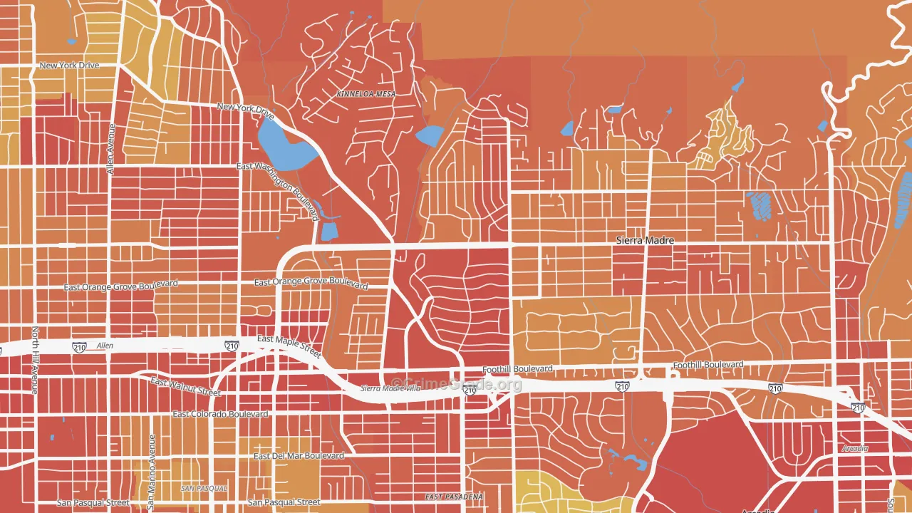 North East, Pasadena, CA Map of Drug-Related Crime Rates