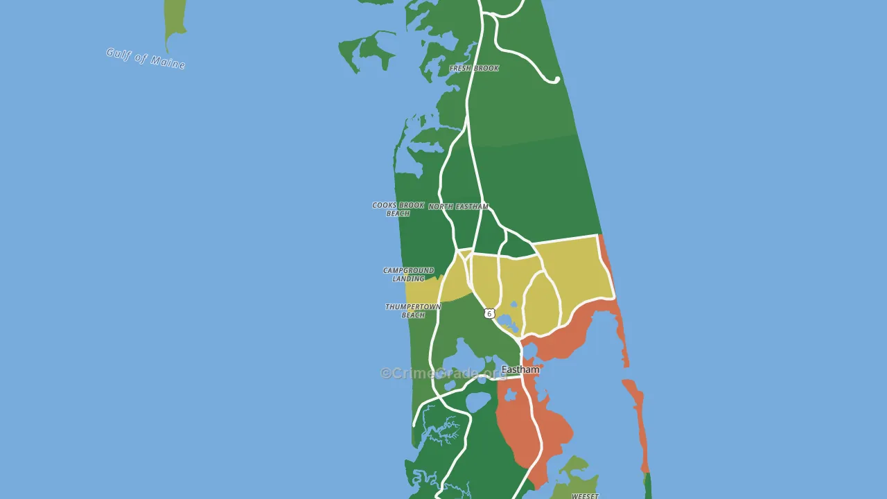 North Eastham, MA Map of Drug-Related Crime Rates