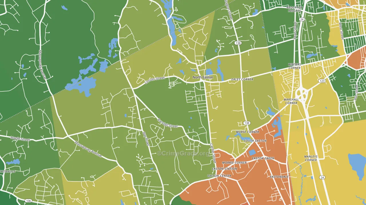 North Easton, MA Map of Drug-Related Crime Rates