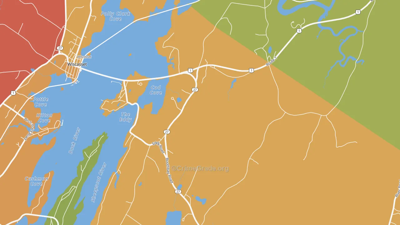 North Edgecomb, ME Map of Drug-Related Crime Rates