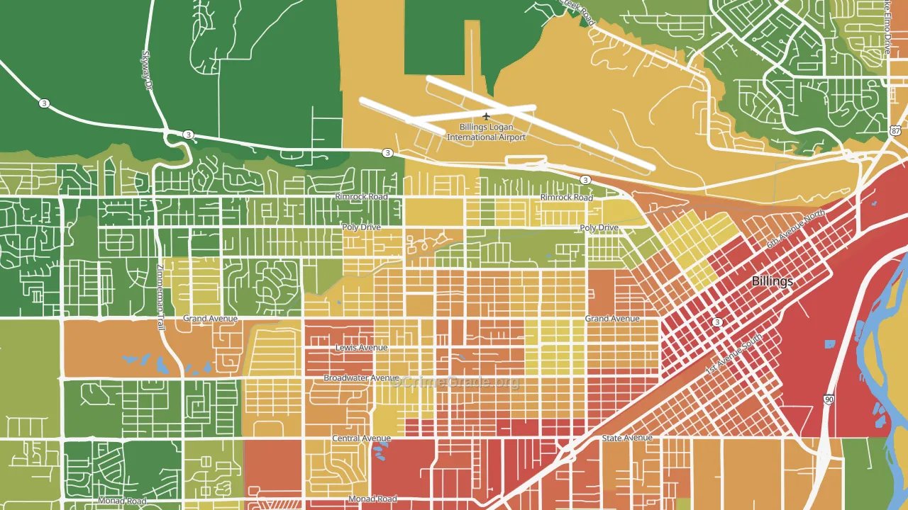 North Elevation, Billings, MT Map of Drug-Related Crime Rates