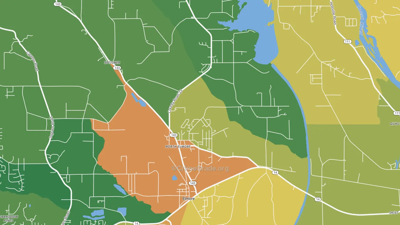 North Elmore, AL Map of Drug-Related Crime Rates