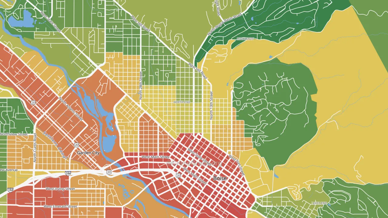 North End, Boise, ID Map of Drug-Related Crime Rates