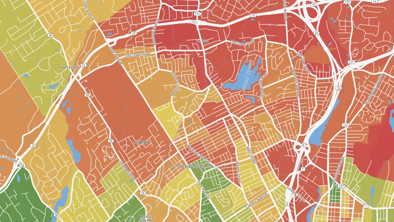 North End, Bridgeport, CT Map of Drug-Related Crime Rates