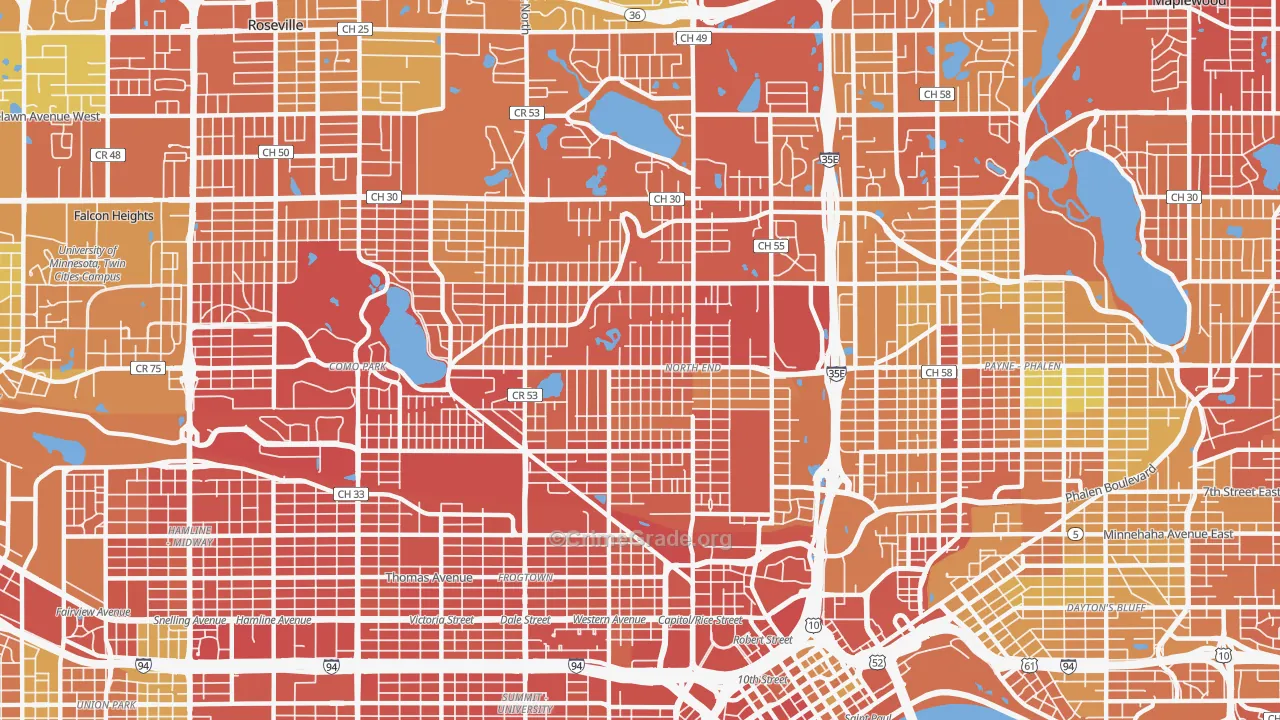 North End, St. Paul, MN Map of Drug-Related Crime Rates