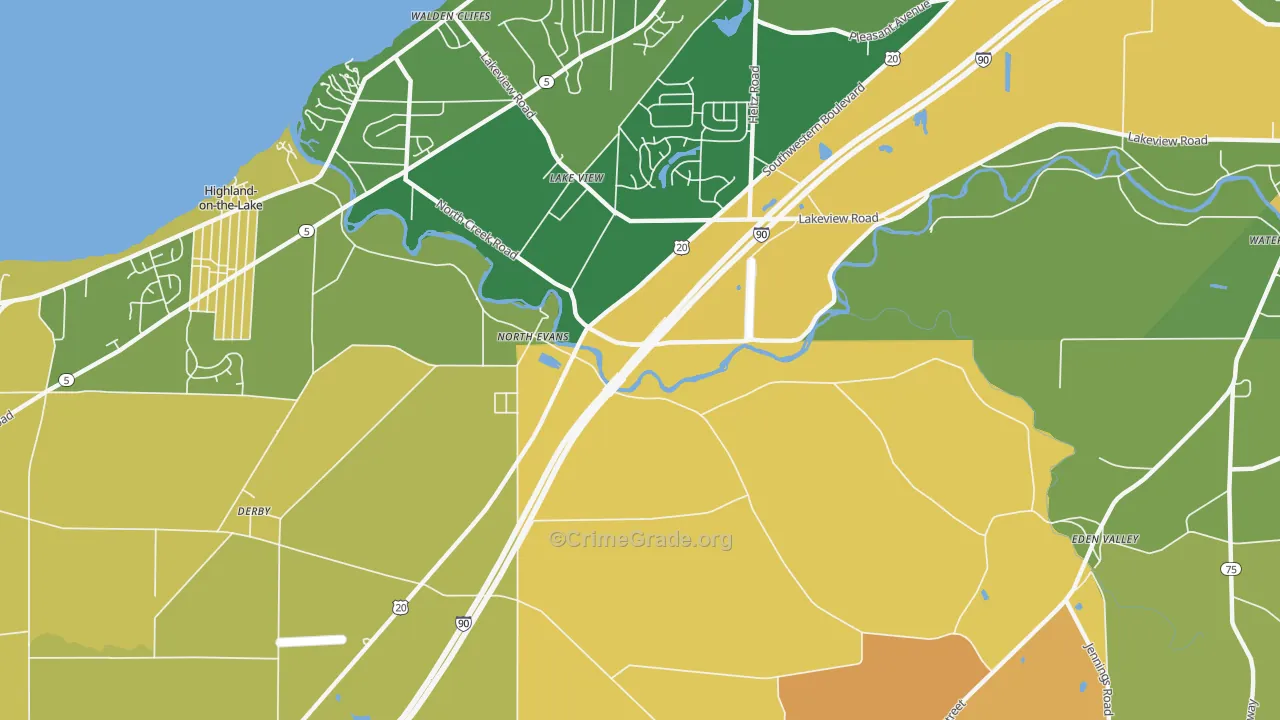 North Evans, NY Map of Drug-Related Crime Rates