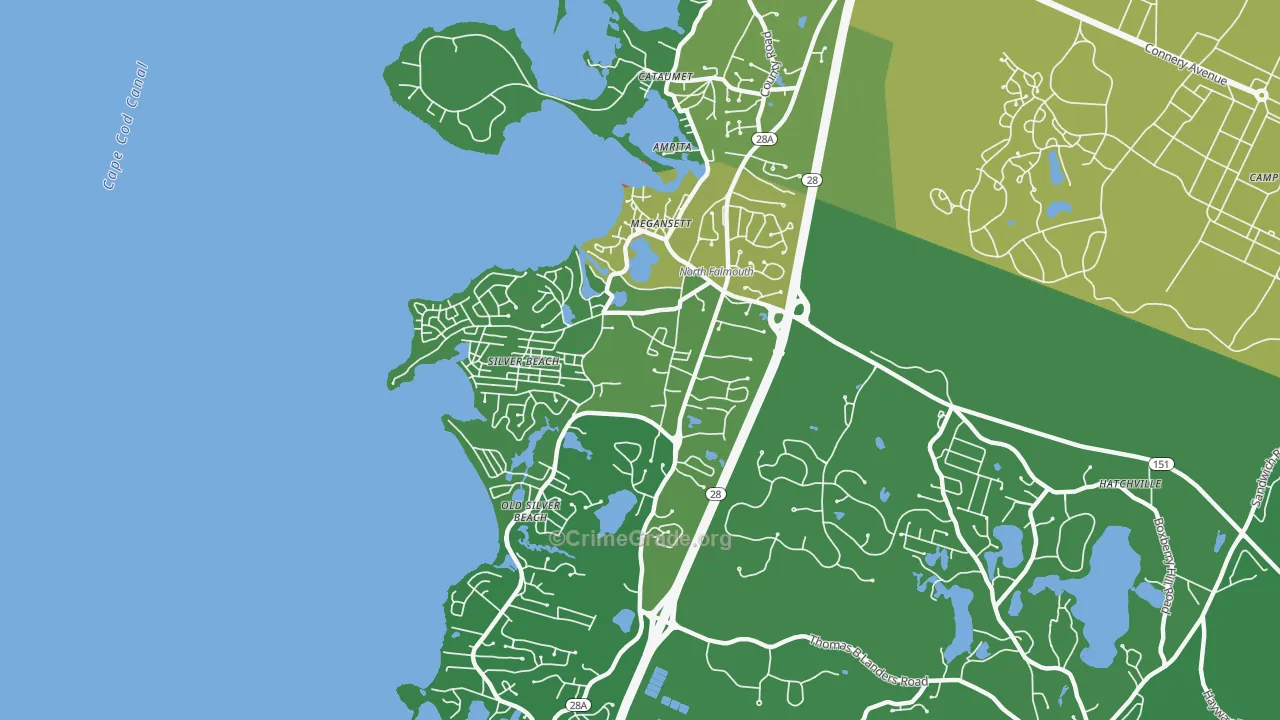 North Falmouth, MA Map of Drug-Related Crime Rates