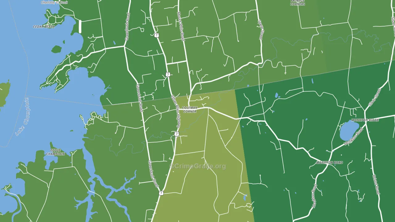 North Ferrisburgh, VT Map of Drug-Related Crime Rates