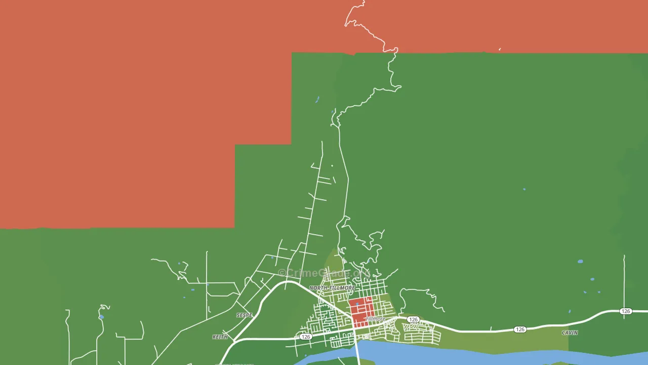 North Fillmore, CA Map of Drug-Related Crime Rates