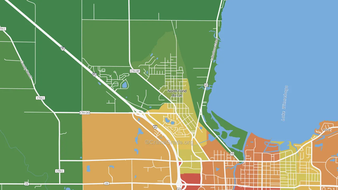North Fond du Lac, WI Map of Drug-Related Crime Rates