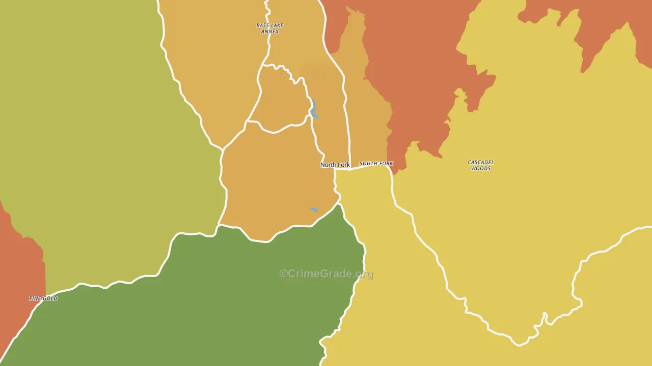 North Fork, CA Map of Drug-Related Crime Rates