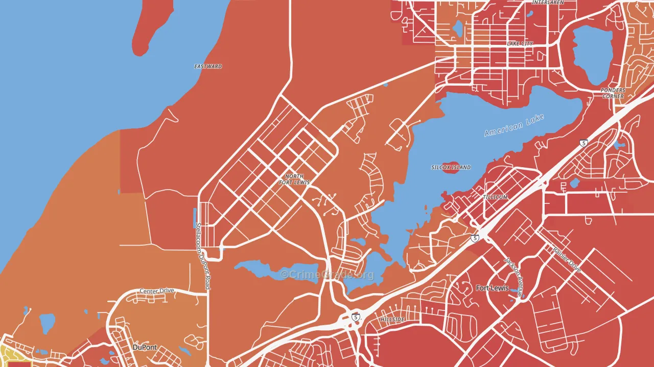 North Fort Lewis, WA Map of Drug-Related Crime Rates