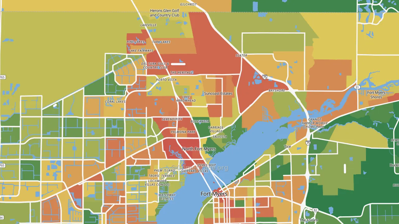 North Fort Myers, FL Map of Drug-Related Crime Rates