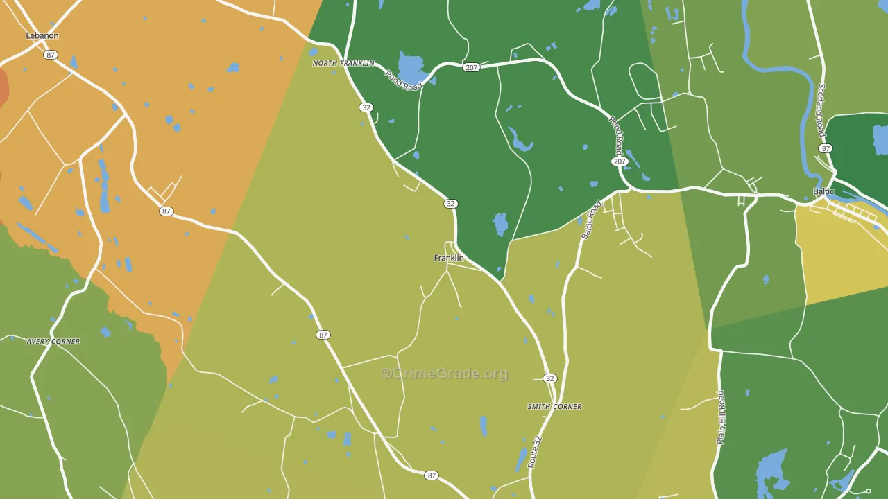 North Franklin, CT Map of Drug-Related Crime Rates