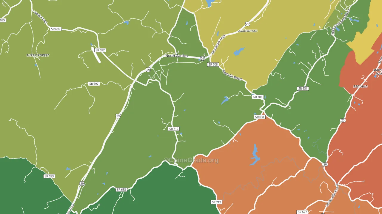 North Garden, VA Map of Drug-Related Crime Rates