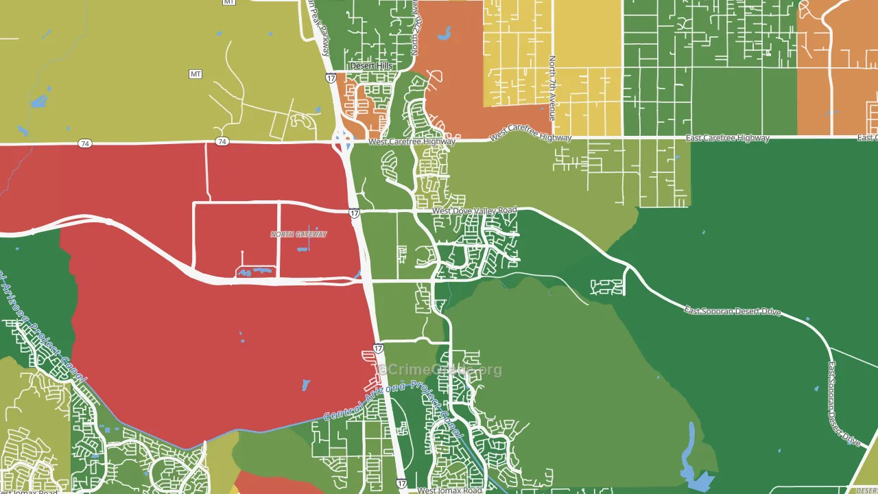 North Gateway, Phoenix, AZ Map of Drug-Related Crime Rates