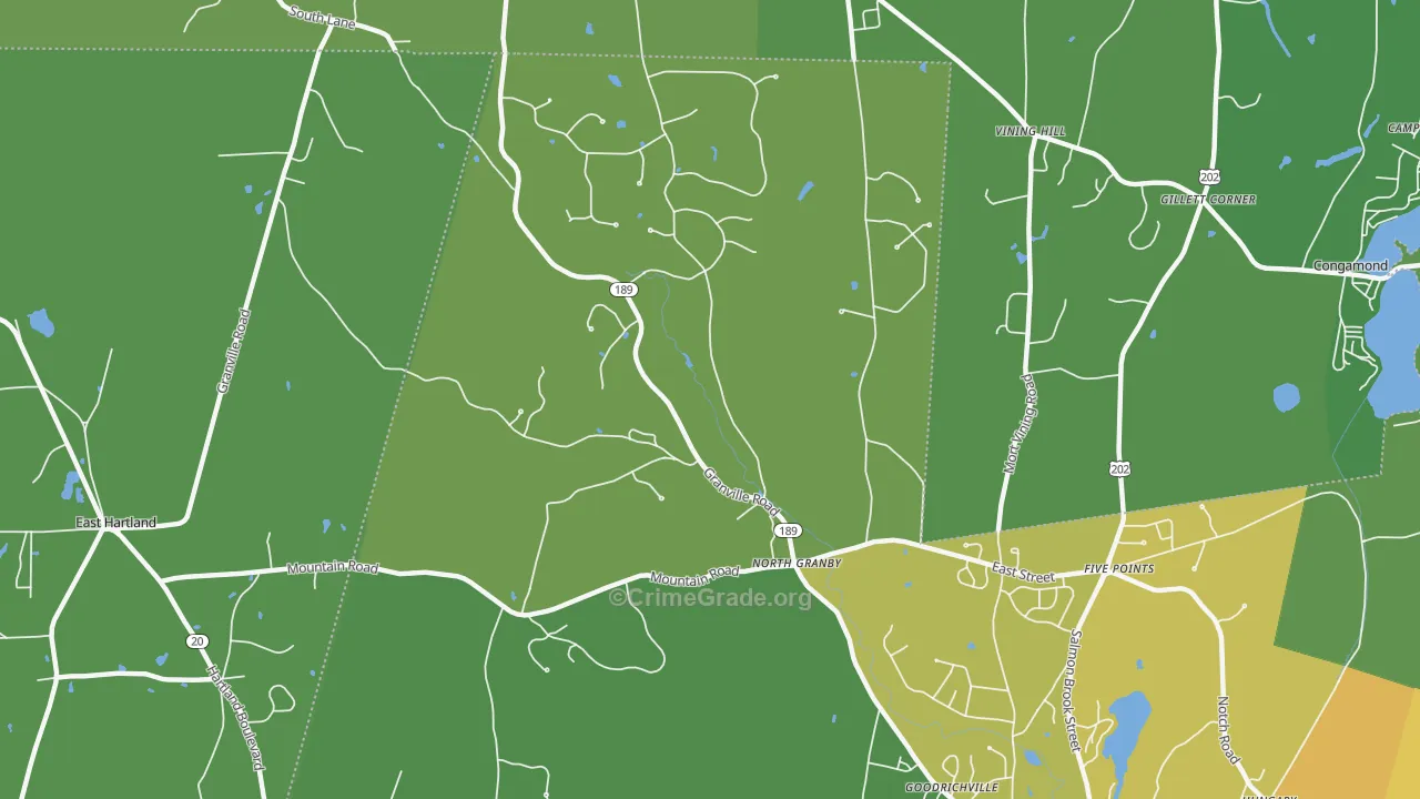 North Granby, CT Map of Drug-Related Crime Rates