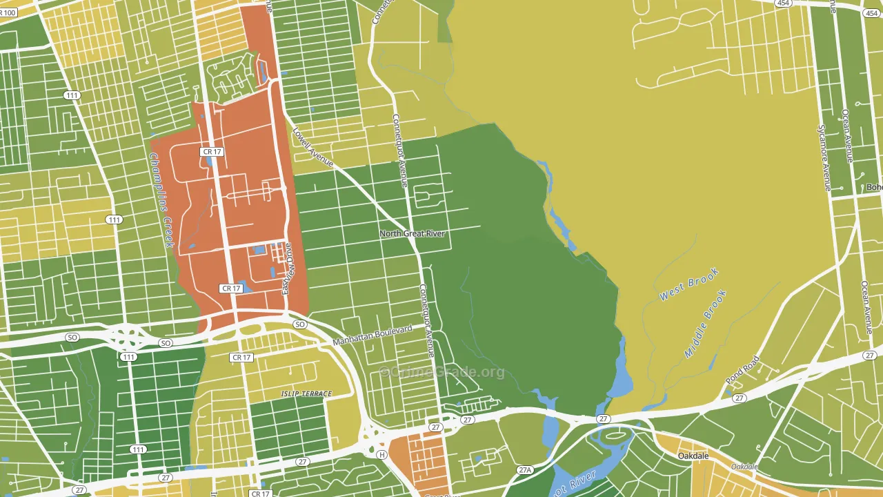 North Great River, NY Map of Drug-Related Crime Rates