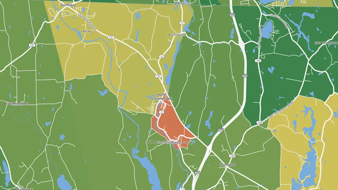 North Grosvenordale, CT Map of Drug-Related Crime Rates