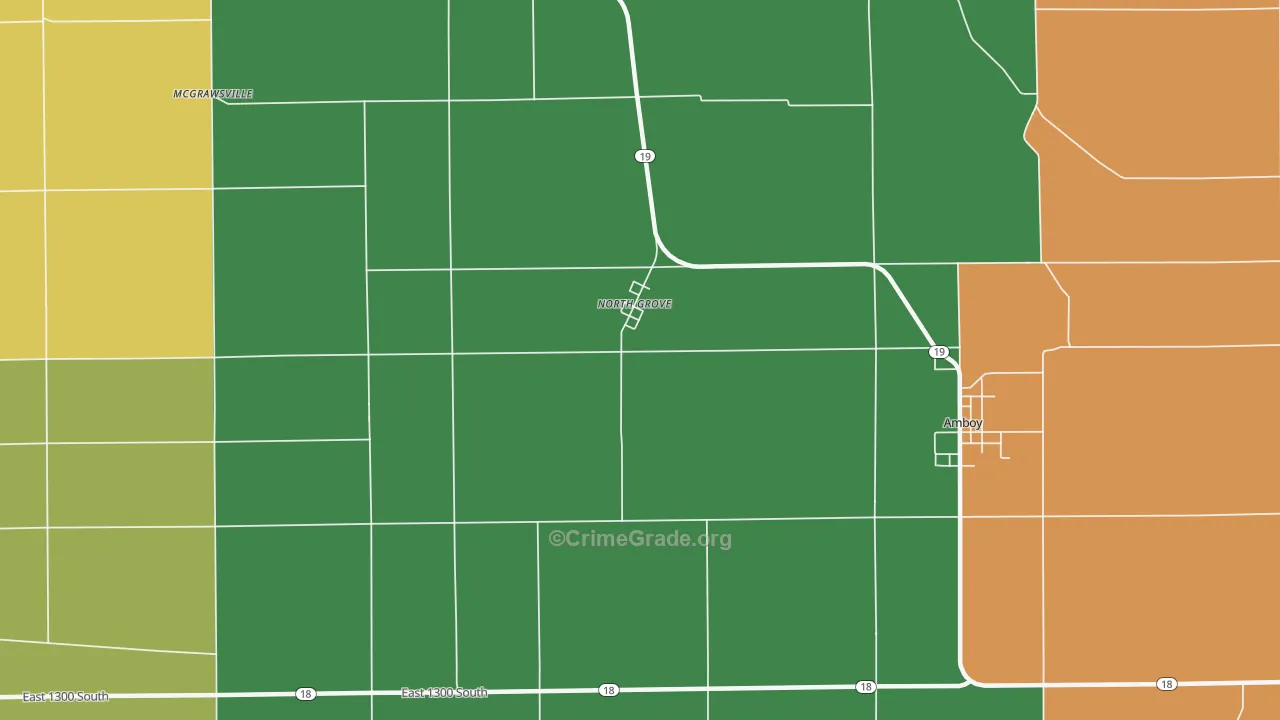 North Grove, IN Map of Drug-Related Crime Rates