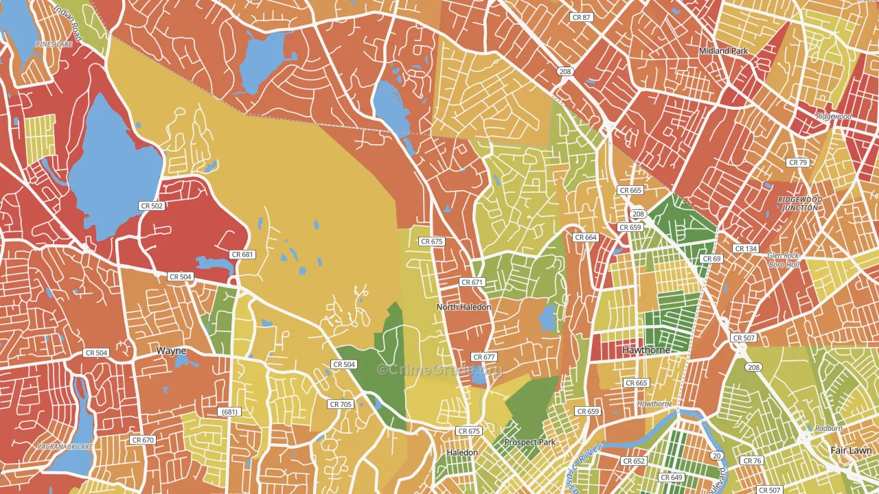 North Haledon, NJ Map of Drug-Related Crime Rates