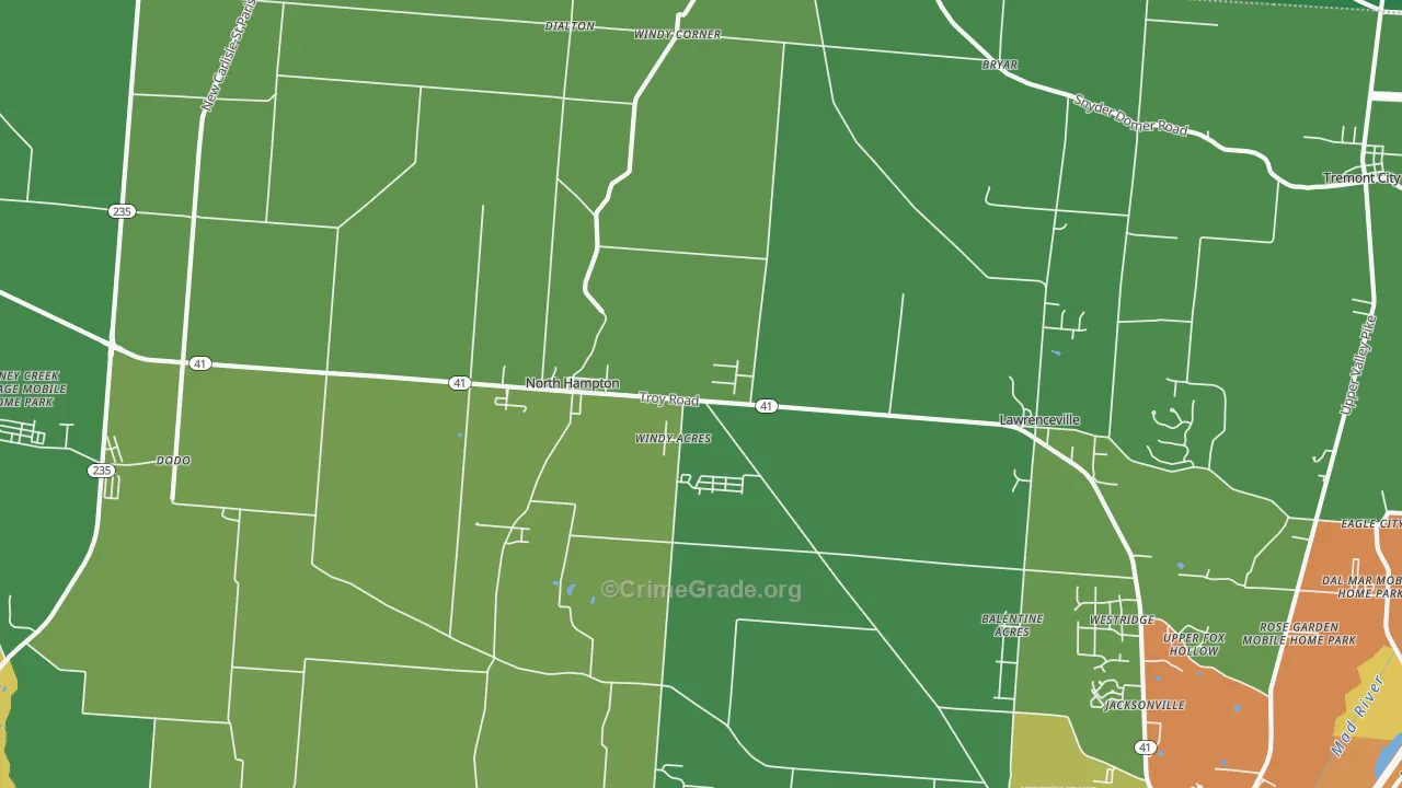 North Hampton, OH Map of Drug-Related Crime Rates