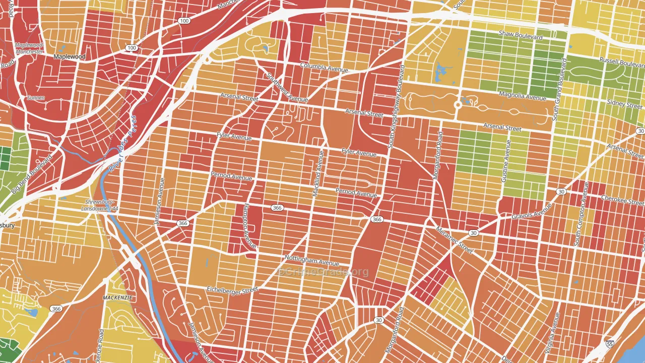 North Hampton, St. Louis, MO Map of Drug-Related Crime Rates