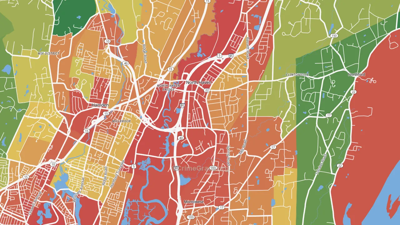 North Haven, CT Map of Drug-Related Crime Rates
