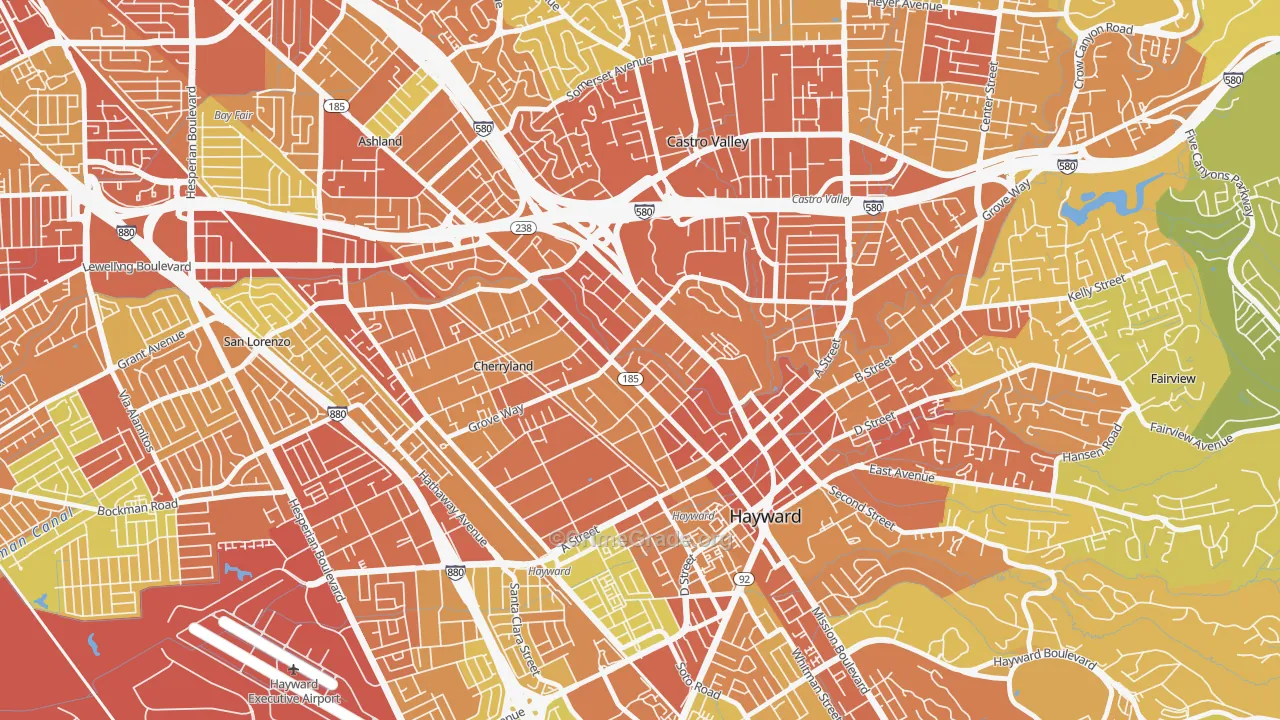 North Hayward, Hayward, CA Map of Drug-Related Crime Rates