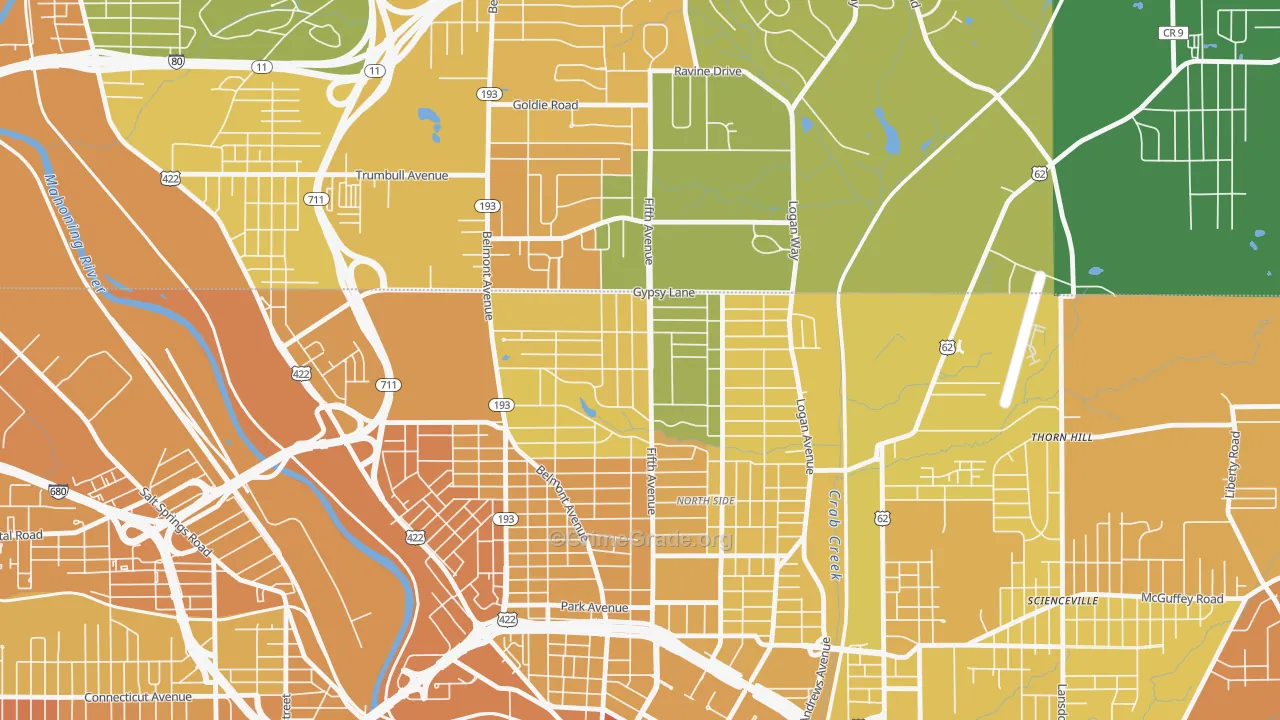 North Heights, Youngstown, OH Map of Drug-Related Crime Rates