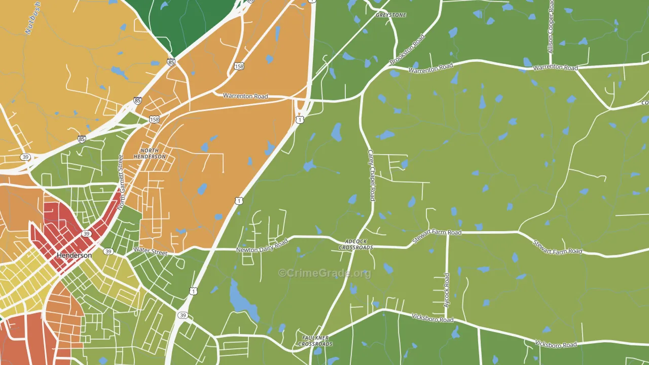 North Henderson, NC Map of Drug-Related Crime Rates