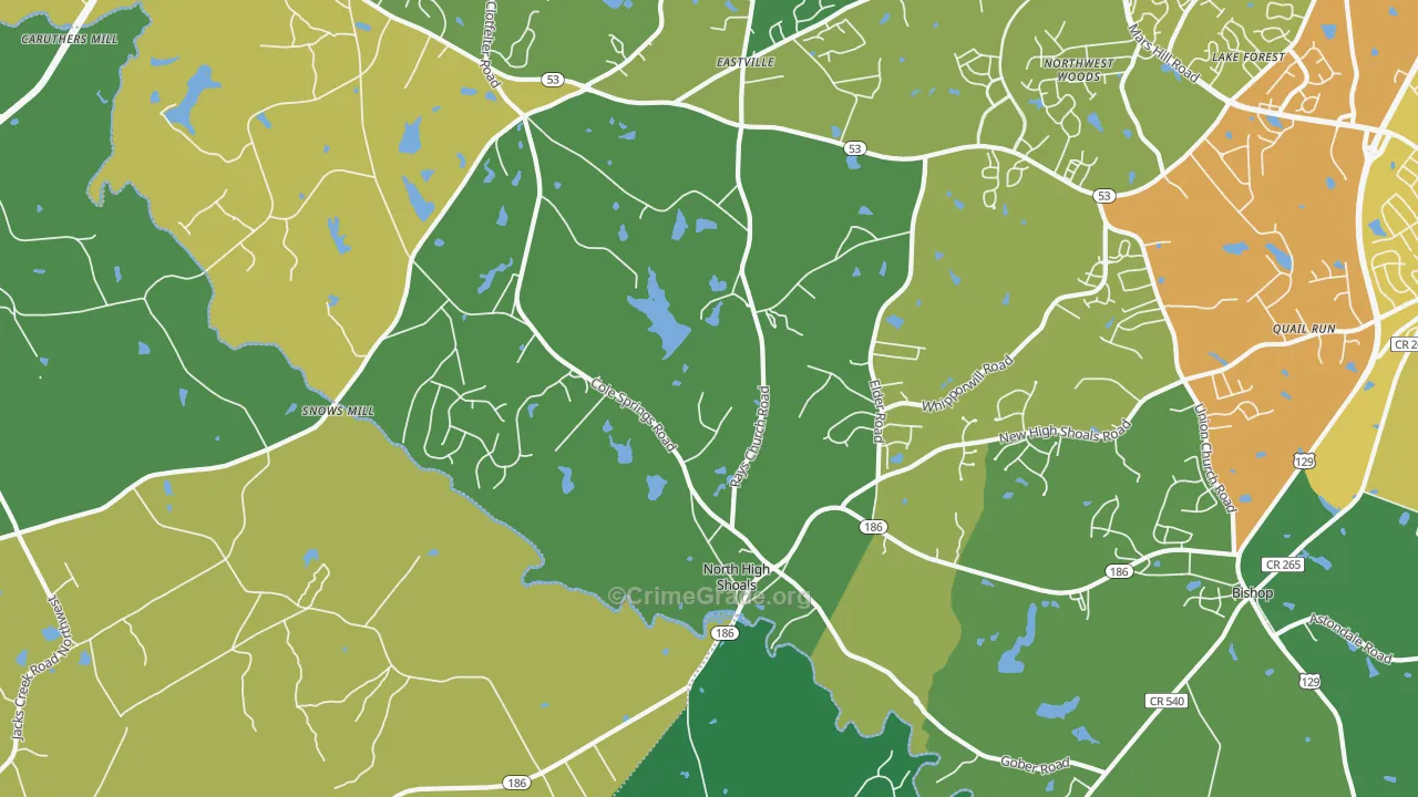 North High Shoals, GA Map of Drug-Related Crime Rates