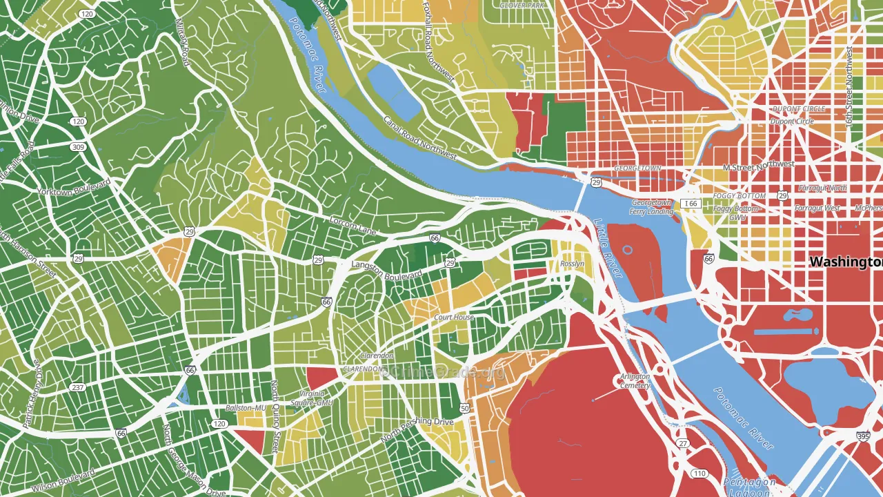 North Highland, Arlington, VA Map of Drug-Related Crime Rates