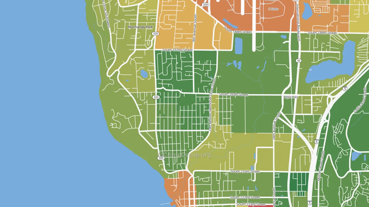 North Hill, Des Moines, WA Map of Drug-Related Crime Rates